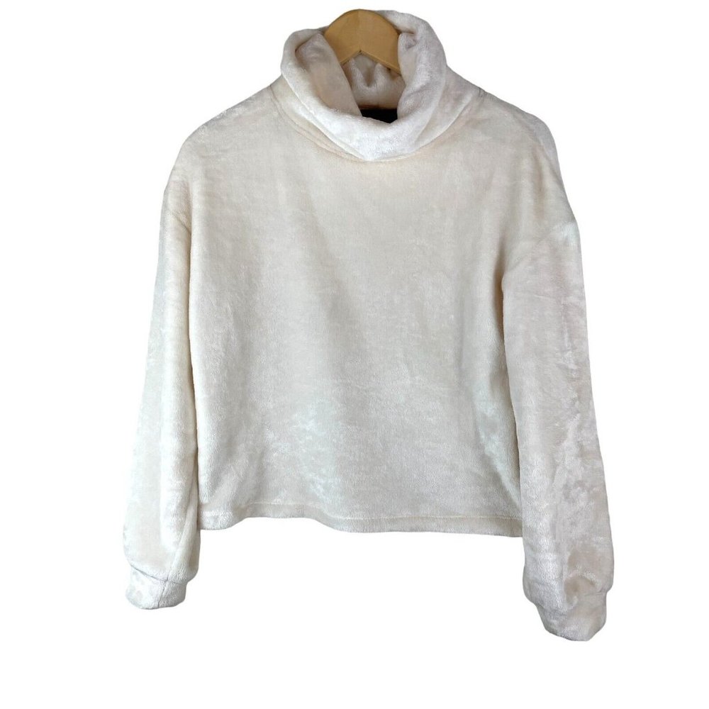 Sanctuary Top Women's Size XS Super Soft Plush Mock Neck Ivory Long Sleeve